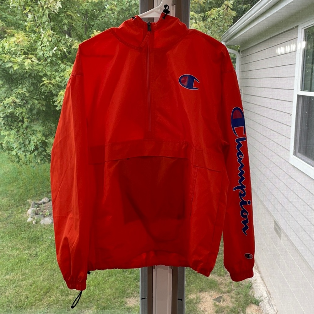 Orange Champion rain jacket